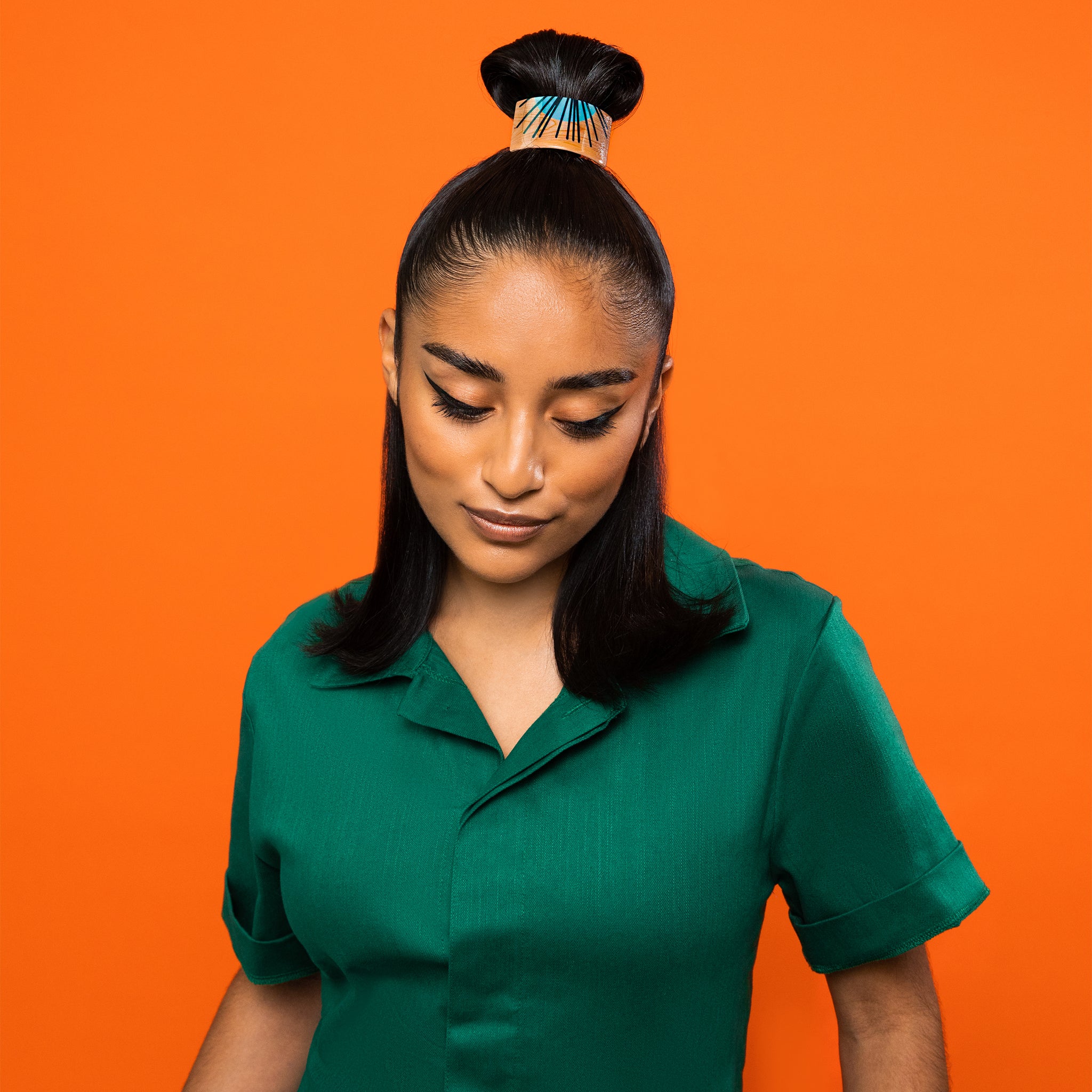 Goody Tru X Hola Lou Collab Ouchless Elastic With Printed Cuff For Buns and Ponytails 2 ct