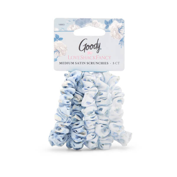 Goody x LoveShackFancy Satin Skinny Scrunchies - 5ct - Everblooming Rosettes and English Ivy Water Lily