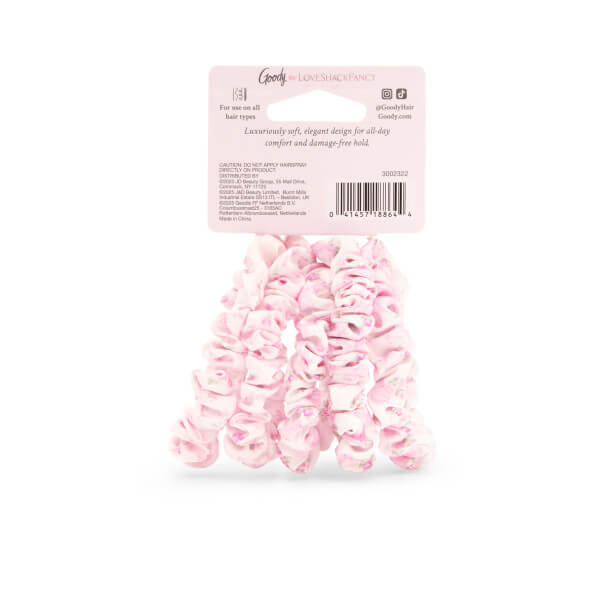 Goody x LoveShackFancy Satin Skinny Scrunchies - 5ct - Rosa Beaux and English Ivy Pink