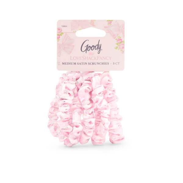 Goody x LoveShackFancy Satin Skinny Scrunchies - 5ct - Rosa Beaux and English Ivy Pink