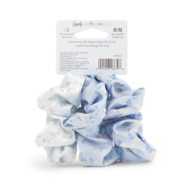 Goody x LoveShackFancy Satin Scrunchies - 3ct - Everblooming Rosettes and English Ivy Water Lily