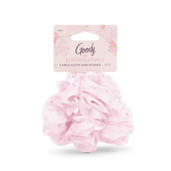 Goody x LoveShackFancy Satin Scrunchies - 3ct - Rosa Beaux and English Ivy Pink