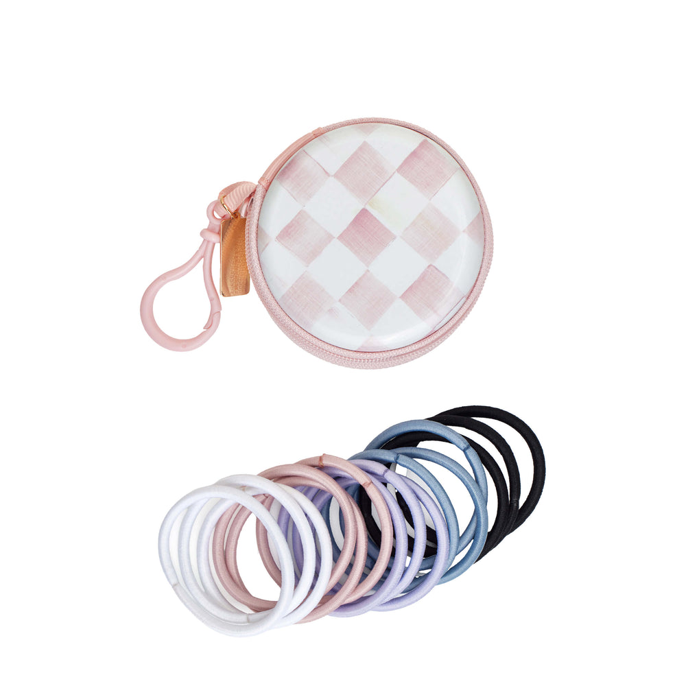 MacKenzie-Childs x Goody Elastics Pouch - Rosy Check, 15ct