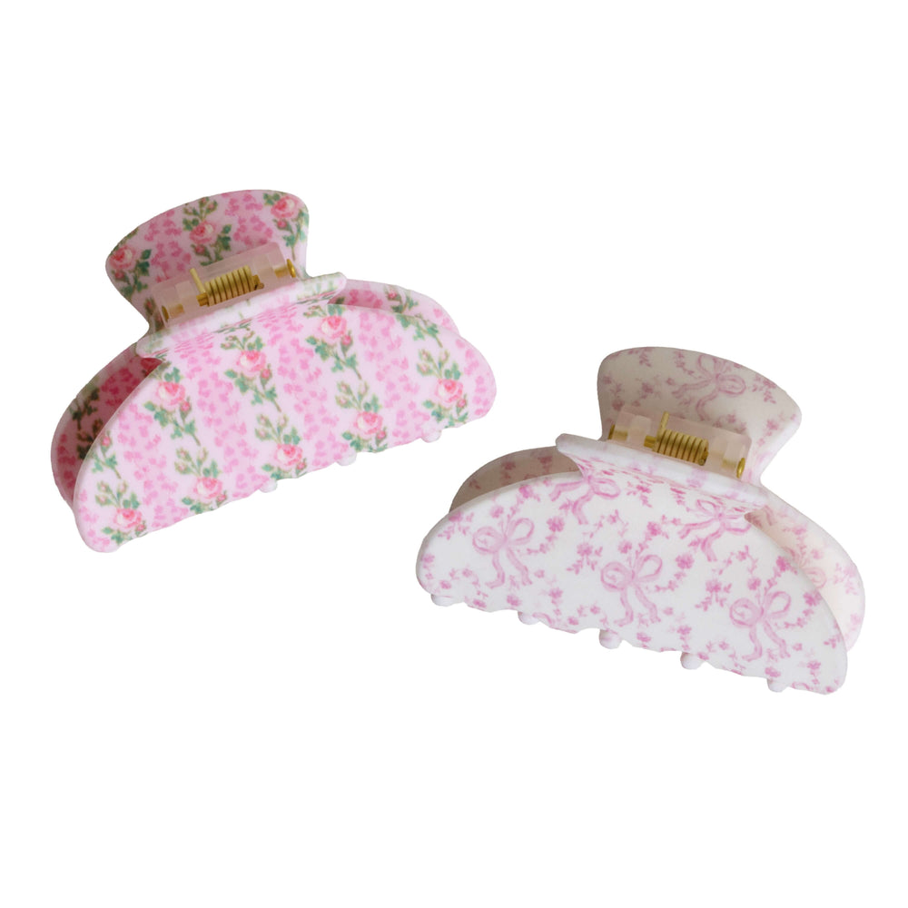 Goody x LoveShackFancy Small Claw Clip - Blooming Heirloom and Coquette Bow - 2ct
