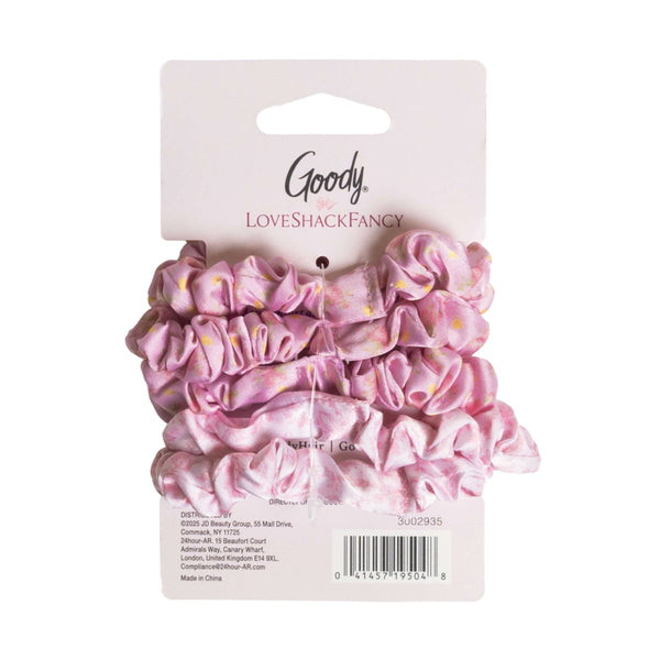 Goody x LoveShackFancy Satin Scrunchies - Ikat Rose & Coquette Bow - 5ct
