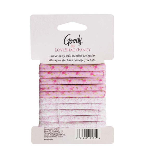 Goody x LoveShackFancy Seamless Elastics - Ikat Rose & Coquette Bow - 10ct