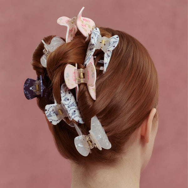 Wet Brush × Hill House Small Claw Clips, 2ct - Pink Bluebonnet Floral/Shell