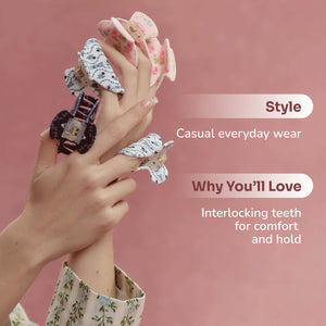 Wet Brush × Hill House Small Claw Clips, 2ct - Pink Bluebonnet Floral/Shell