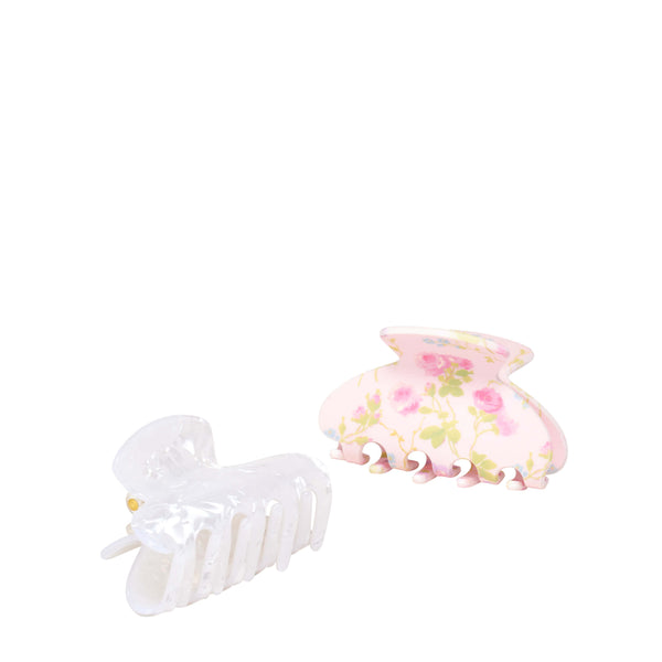 Wet Brush × Hill House Small Claw Clips, 2ct - Pink Bluebonnet Floral/Shell