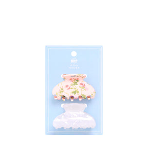 Wet Brush × Hill House Small Claw Clips, 2ct - Pink Bluebonnet Floral/Shell
