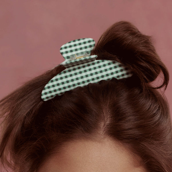 Wet Brush × Hill House Large Claw Clip - Olive Gingham
