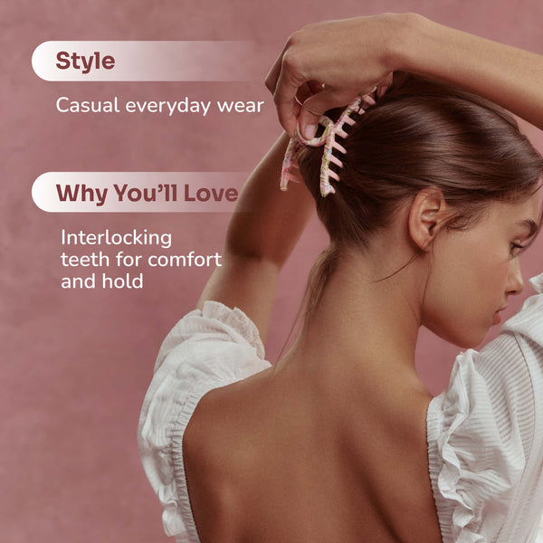 Wet Brush × Hill House Fabric Wrapped Claw Clip - Pink Bluebonnet Floral