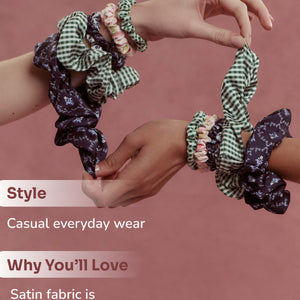 Wet Brush × Hill House Skinny Satin Scrunchies, 4ct - Blue