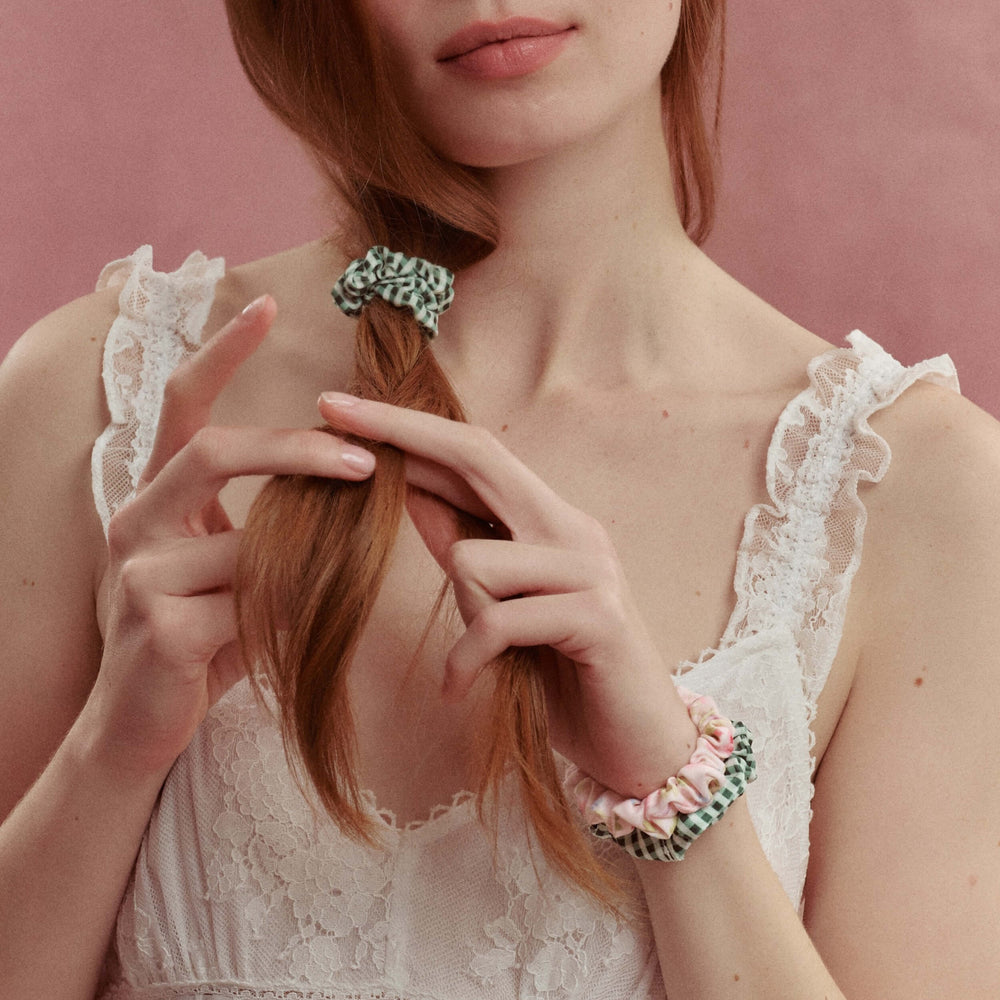 Wet Brush × Hill House Skinny Satin Scrunchies, 4ct - Pink/Green