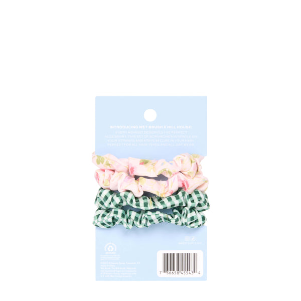 Wet Brush × Hill House Skinny Satin Scrunchies, 4ct - Pink/Green