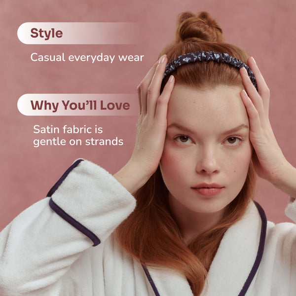 Wet Brush × Hill House Satin Scrunchie Headband - Navy Trellis