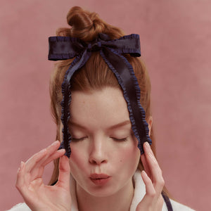 Wet Brush × Hill House Ruffle Bow Scrunchie - Navy