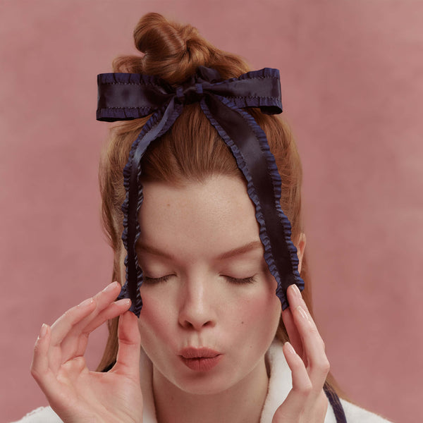 Wet Brush × Hill House Ruffle Bow Scrunchie - Navy