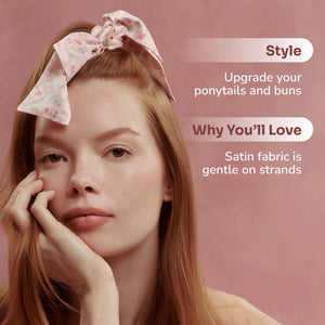 Wet Brush × Hill House Scarf Bow Scrunchie - Pink Bluebonnet Floral