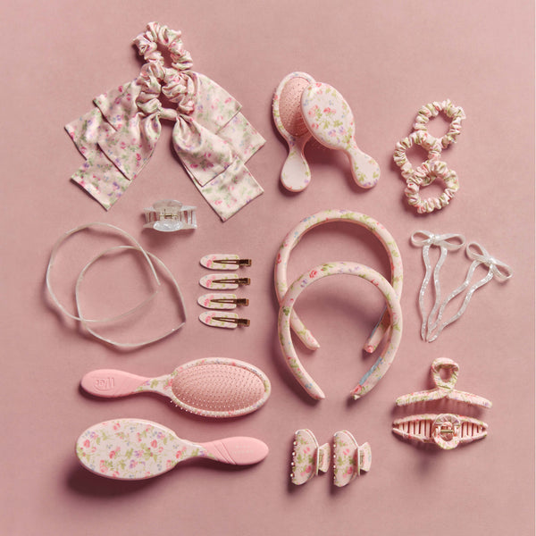 Wet Brush × Hill House Scarf Bow Scrunchie - Pink Bluebonnet Floral