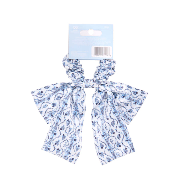 Wet Brush × Hill House Scarf Bow Scrunchie - Blue Vine Stripe