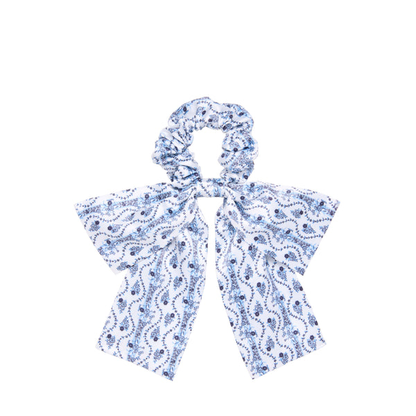 Wet Brush × Hill House Scarf Bow Scrunchie - Blue Vine Stripe