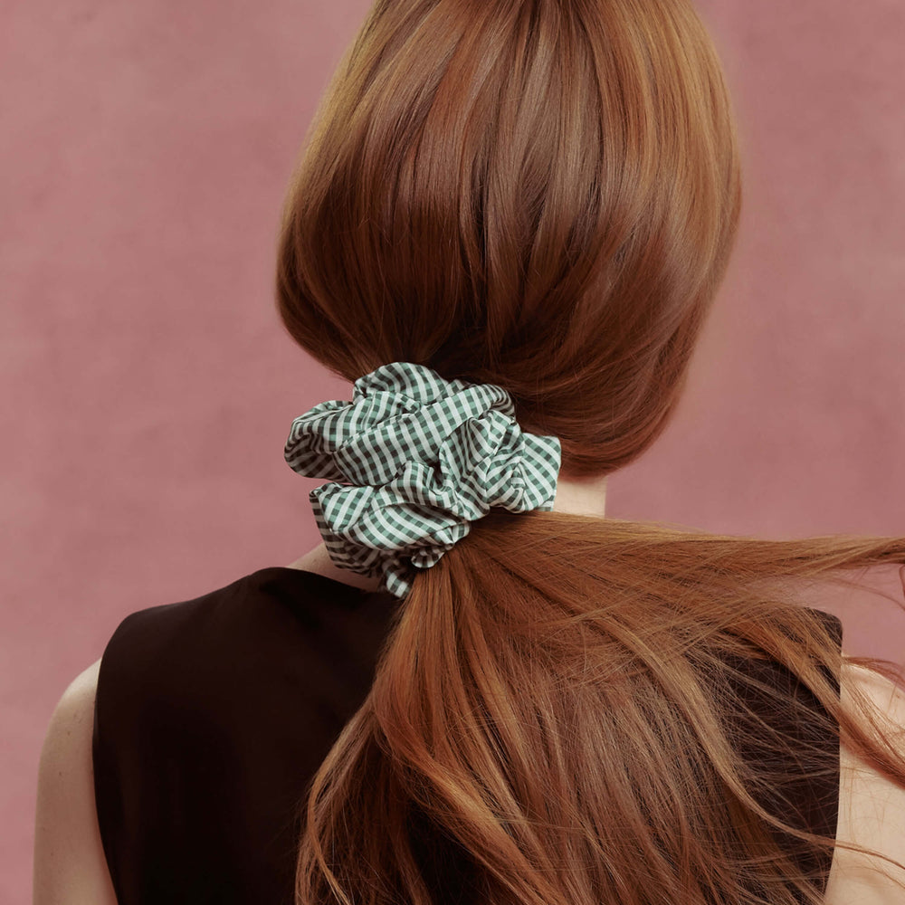 Wet Brush × Hill House Large Satin Scrunchie - Olive Gingham