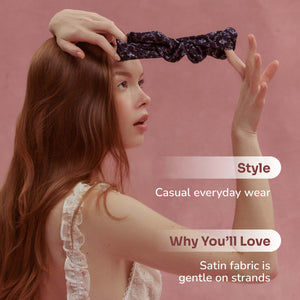 Wet Brush × Hill House Large Satin Scrunchie - Navy Trellis