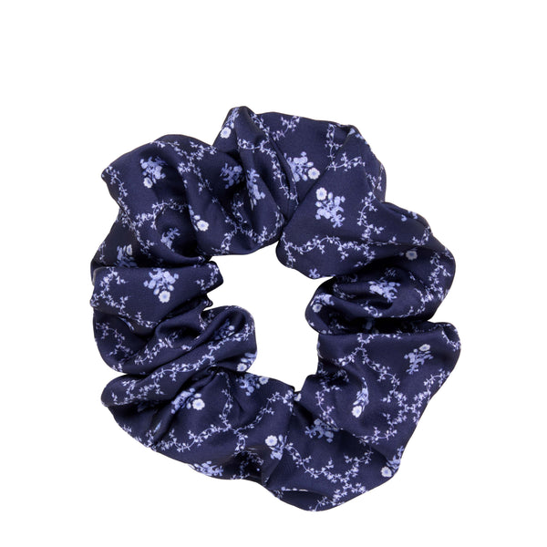Wet Brush × Hill House Large Satin Scrunchie - Navy Trellis