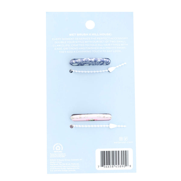 Wet Brush x Hill House Small Claw Clips - Matte Ditsy Thistle & Pink Trellis - 2ct