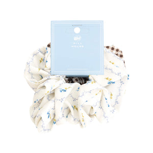 Wet Brush x Hill House - Large Satin Scrunchies - Bluebell Waltz & Brown Gingham - 2ct