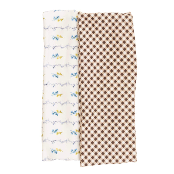 Wet Brush x Hill House Headwraps - Brown Gingham & Bluebell Waltz - 2ct