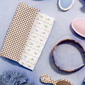 Wet Brush x Hill House Headwraps - Brown Gingham & Bluebell Waltz - 2ct