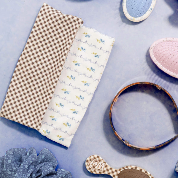 Wet Brush x Hill House Headwraps - Brown Gingham & Bluebell Waltz - 2ct