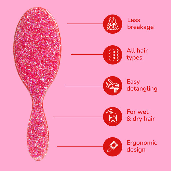 Pink Tie Affair Original Detangler - Hot Pink Glitter