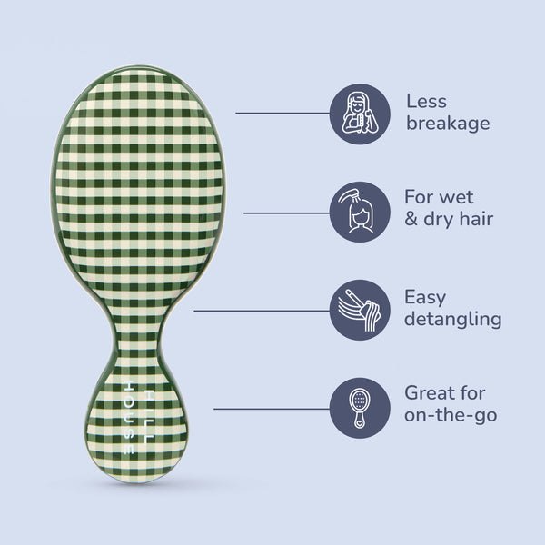 Wet Brush × Hill House Mini Detangler - Olive Gingham