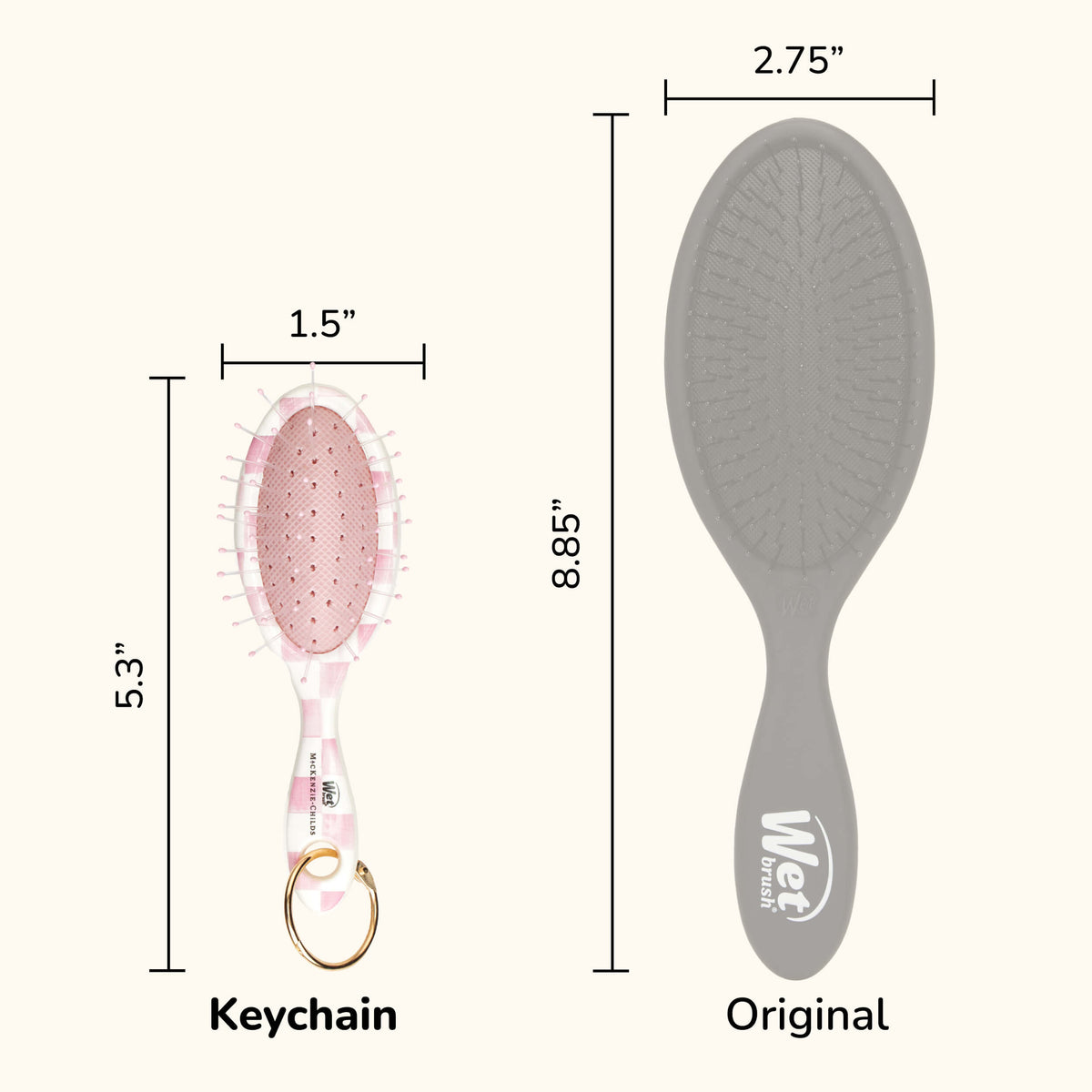 NEW! MacKenzie-Childs x Wet Brush Mini Detangler - Rosy Check MacKenzie-Childs x Wet Brush Keychain Detangler - Rosy Check main image 3