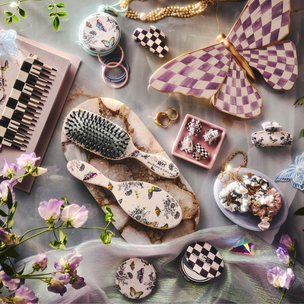 MacKenzie-Childs x Goody Mirror Compact - Courtly Check & Butterfly Toile