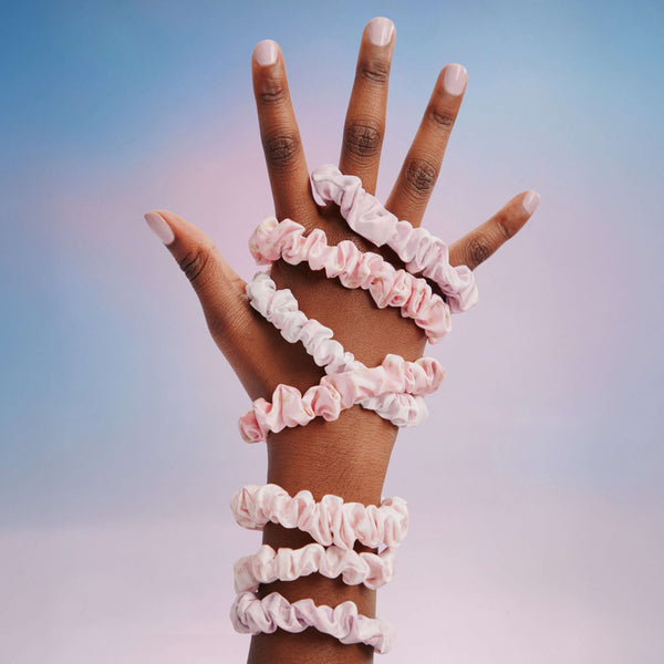 Goody x LoveShackFancy Satin Scrunchies - Happy Thoughts & Ribbon Rosa - 5ct