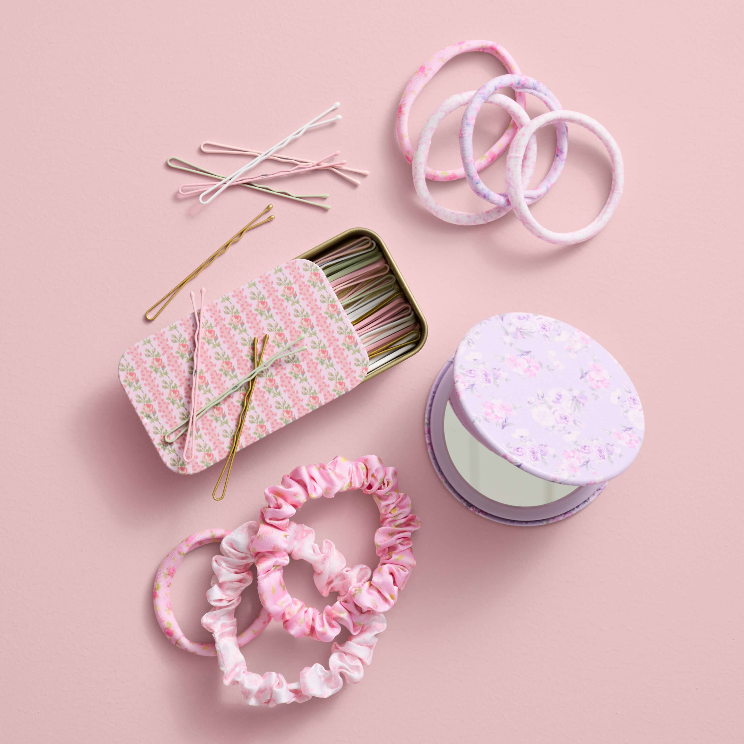 Goody x LoveShackFancy Satin Scrunchies - Ikat Rose & Coquette Bow - 5