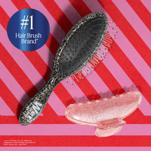 Wet Brush Pink Tie Affair Midi Detangler & Goody Claw Clip Gift Set- Black & Sparkly Pink