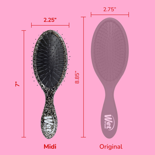 Wet Brush Pink Tie Affair Midi Detangler & Goody Claw Clip Gift Set- Black & Sparkly Pink