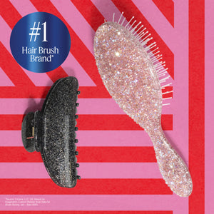 Wet Brush Pink Tie Affair Midi Detangler & Goody Claw Clip Gift Set - Light Pink & Sparkly Black