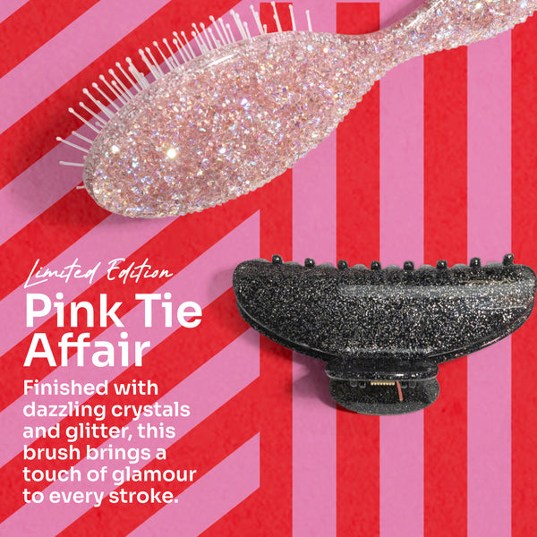 Wet Brush Pink Tie Affair Midi Detangler & Goody Claw Clip Gift Set - Light Pink & Sparkly Black