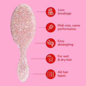 Wet Brush Pink Tie Affair Midi Detangler & Goody Claw Clip Gift Set - Light Pink & Sparkly Black