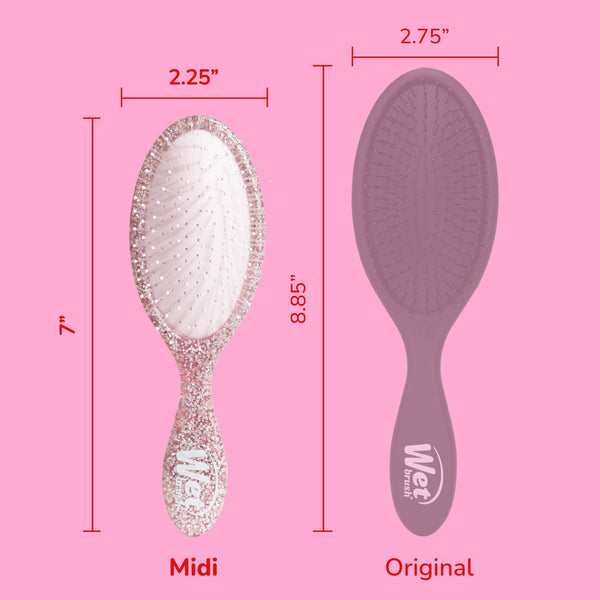 Wet Brush Pink Tie Affair Midi Detangler & Goody Claw Clip Gift Set - Light Pink & Sparkly Black
