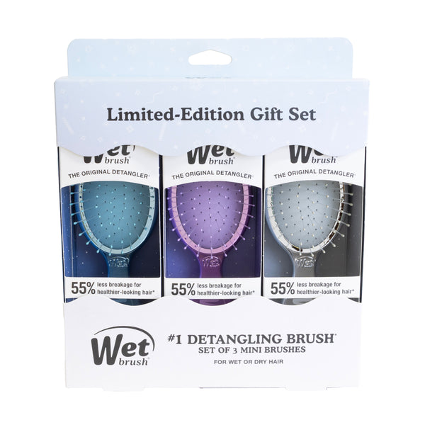 Festive Finish Mini Detangler Trio Gift Set - Blue, Purple, Silver